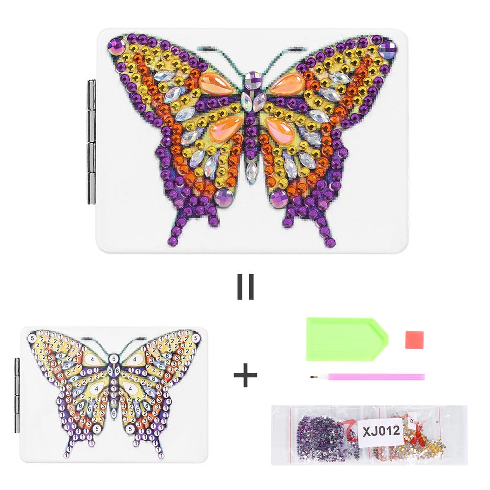 Espelho de maquiagem de viagem conjunto mini espelho cosmético borboleta/coração diy pintura diamante em forma especial compõem espelhos