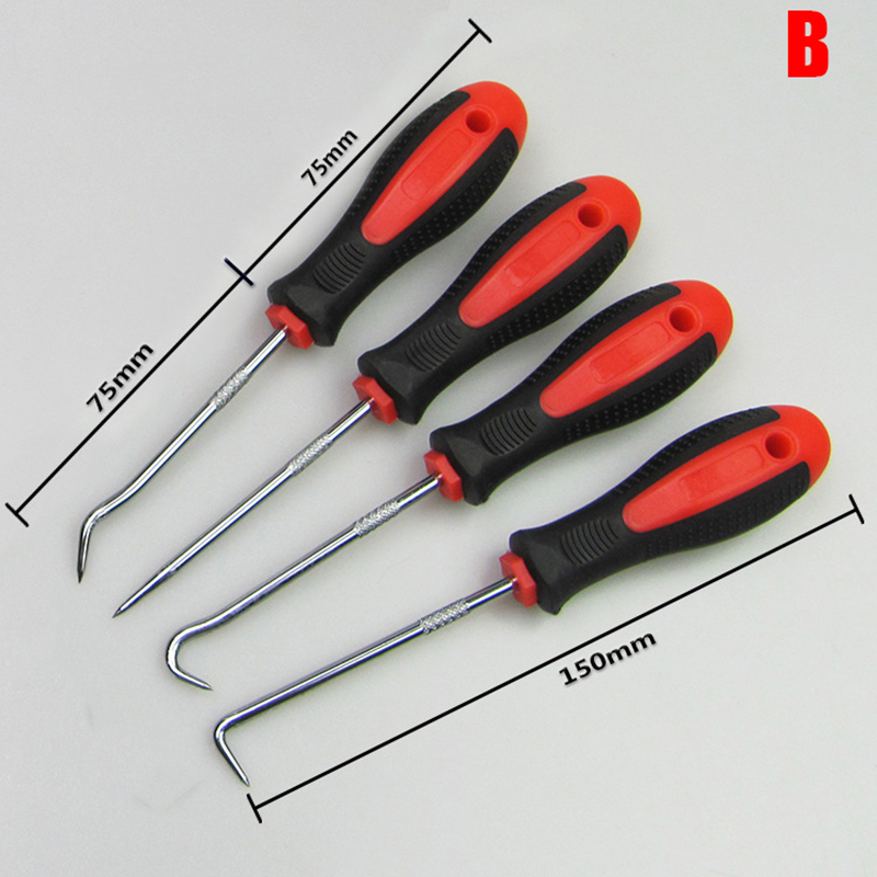 Juego de destornilladores para sello de aceite de vehículo, herramienta de extracción de junta tórica, extractor de juntas, juego de herramientas de extracción larga, selección y gancho para coche, 4 Uds.: Blanco