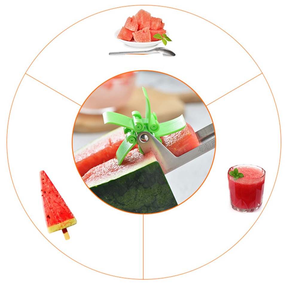 1pc watermeloen windmolen snijder keukengadgets meloen fruit groente snijgereedschap meloen blokjes snijder roestvrij staal