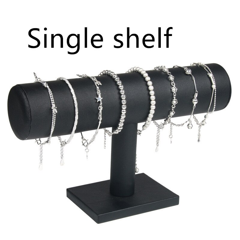 1pcs Vintage PU Leather / Velvet Bracelet Chain Watch T-Bar Rack Jewelry Organizer Hard Display Stand Holder