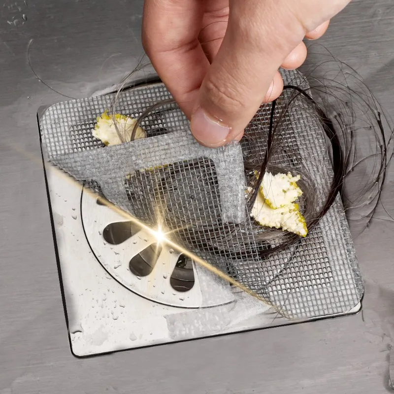 Couvercle de vidange de douche jetable, attrape-cheveux, filtre Anti-blocage, couvercle de vidange de sol en maille, autocollants de filtre de douche de cuisine et de salle de bains