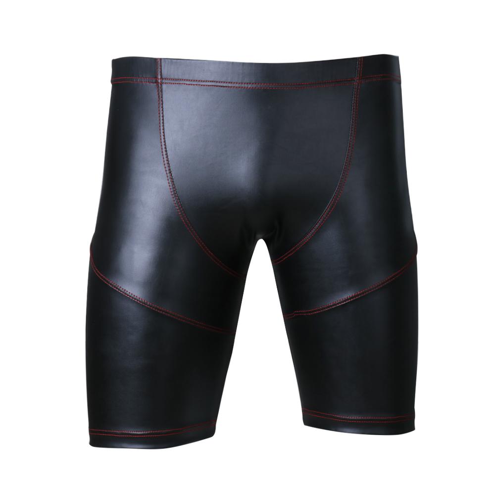 Homens correndo shorts de couro falso esporte shorts hommes masculino elástico cintura fina corte shorts verão exercício exercício ginásio collants