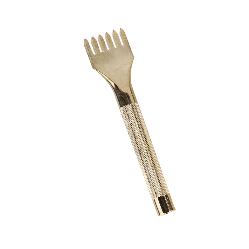 1Pcs 3Mm 4Mm 1/2/4/6 Gouden Kleur Prong Inch Beitel Leer Hobbygereedschappen Hole punch Vetersluiting Stiksels Perforeren Leer Perforator