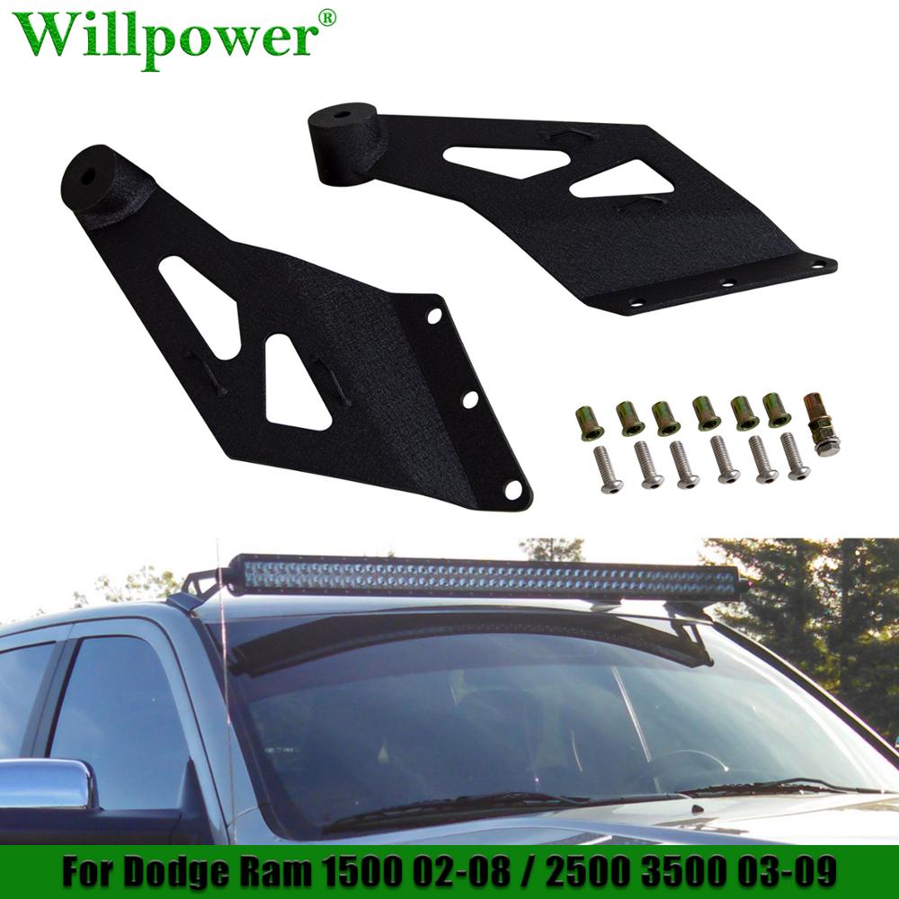 Upper Windshield Roof 50" Curved LED Light Bar Mounting Bracket For Dodge Ram 1500 2002 2500 3500 2003 Lightbar Holder