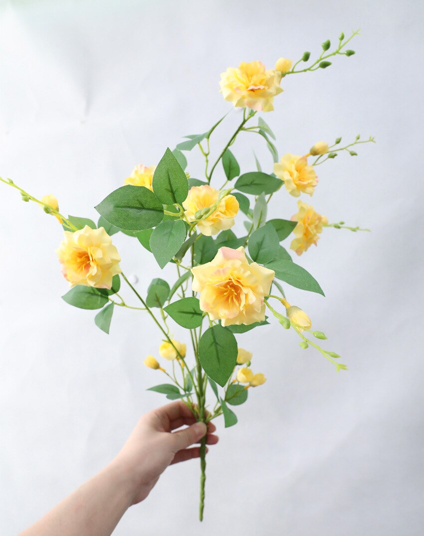 Lyxiga rosor gren siden konstgjorda blommor för våren bröllop dekoration vardagsrum bord dekor blommor konstgjorda: B