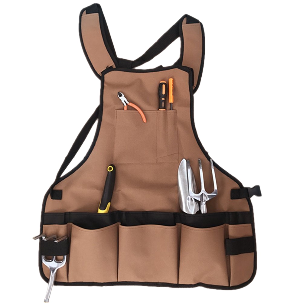 WINOMO Women Garden Apron Multipurpose Multi-Pockets Utility Durable Lightweight Apron for Workers Watering Garden Cleaner