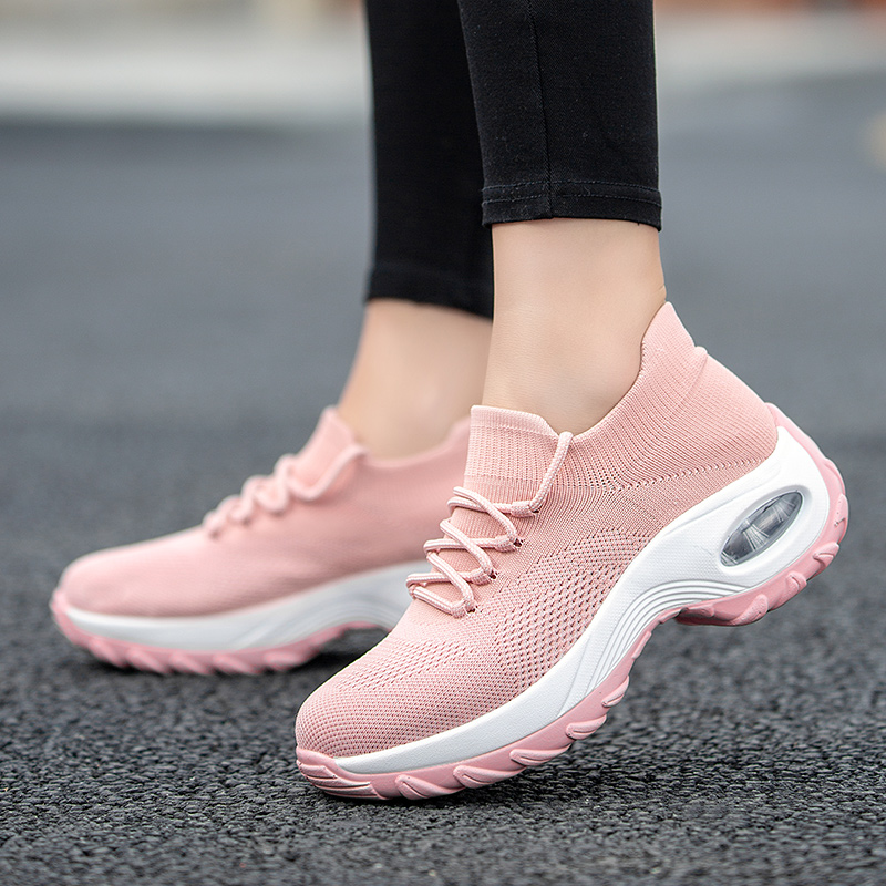 Women Running Sock Shoes Big Size 36-42 Height Increasing Swing Sneakers Soft Platform Jogging Sport Shoes Walking Flat Footwear