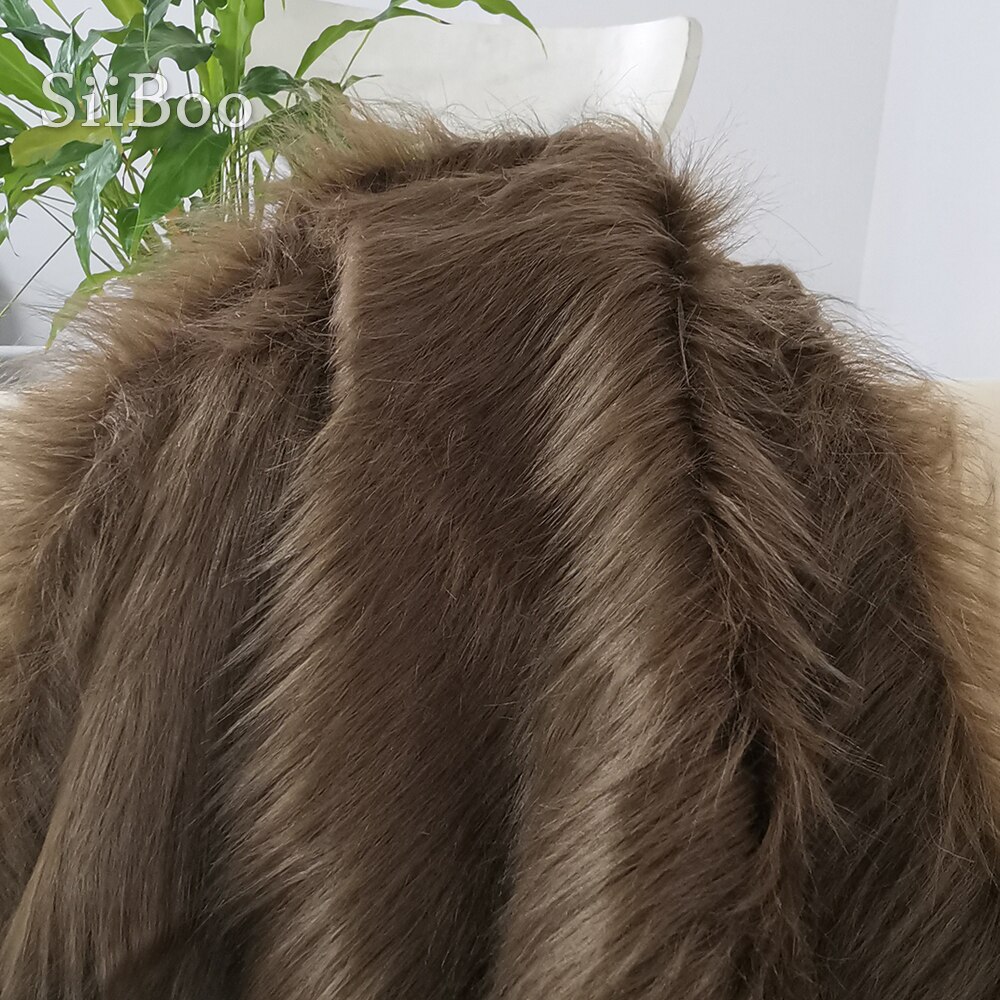Høj kvalitet 9cm langt hår kaffe imiteret pelsstof til vinterfrakke vest cosplay scenedekor 150*50cm 1 stk  sp3759