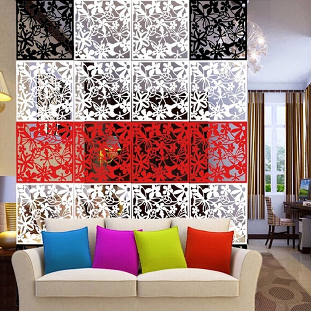 Cortina divisoria para pantalla colgante con de mariposa, pájaro y flor, cortina para habitación, decoración para el hogar en blanco/negro/rojo 1 unidad