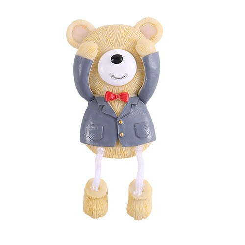 3D de dibujos animados imanes de animales para el refrigerador lindo pasos Flexible oso imanes de nevera de notas de mensajes adhesivas pegatinas de pared: Suit Bear Grey
