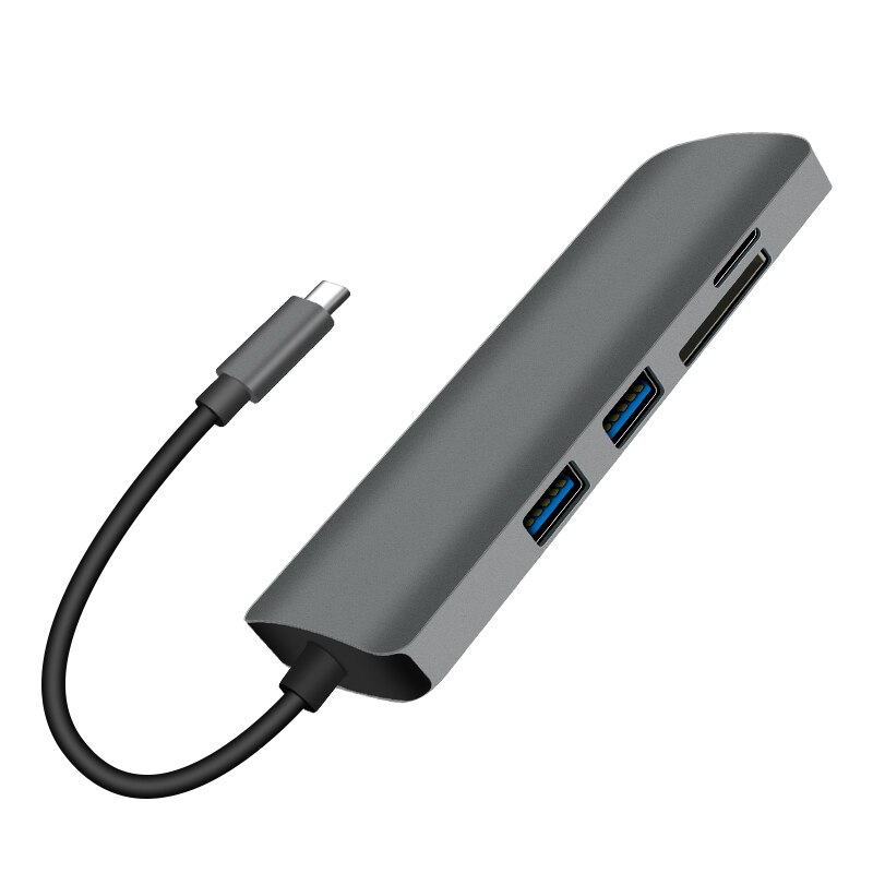 USB C Hub 7-In-1 Type C Adapter with Gigabit Ethernet,4K HDMI,PD 60W,2 USB 3.0 SD/TF Hub for MacBookPro/Air Dell Surface