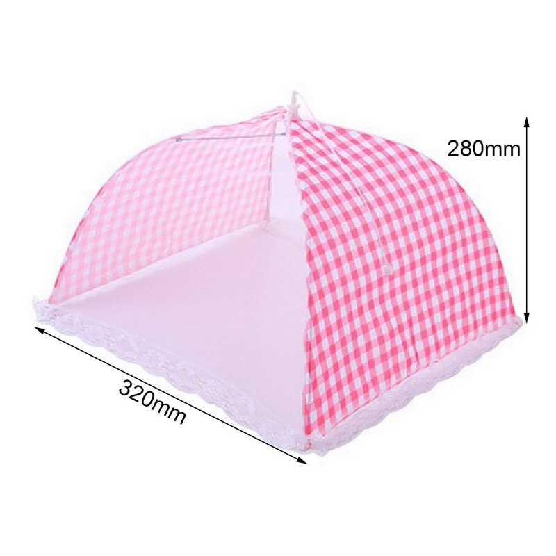 Anti Fly Mosquito Voedsel Schotel Cover Keuken Gevouwen Mesh Eten Cover Bbq Picknick Keukengerei Paraplu Stijl Keuken Gereedschap: pink 32x28cm