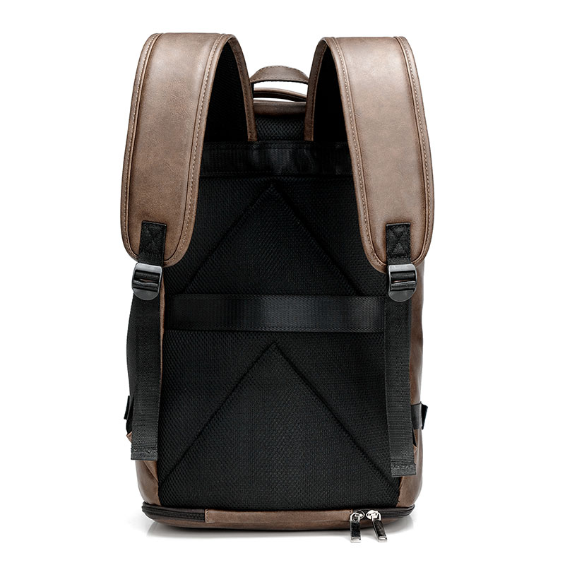 Anti Theft Men Backpack with Shoe Pocket Male Laptop Backpack PU Leather Black Travel Backpack Waterproof Travel Bag for Men