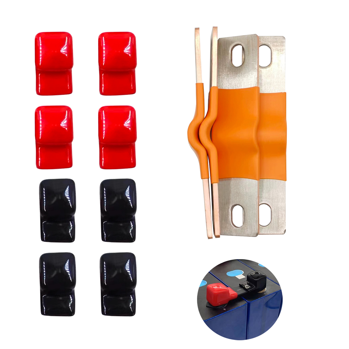 Lifepo4 Battery Flexible Busbar 72mm 300A Lithium Battery Straps Clips Stud Connecting Bars Pure Copper For LFP 230Ah 280AH 280K: Dark Grey