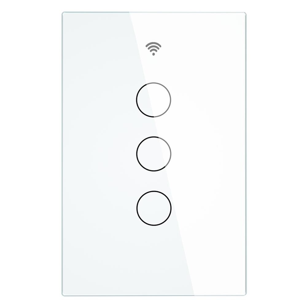 Tuya Wifi Smart Light Switch Us 1/2/3 Gang Touch Panel Muur Schakelaar 110-240V Neutrale Nodig compatibel Met Alexa Google Thuis: White 3 Gang