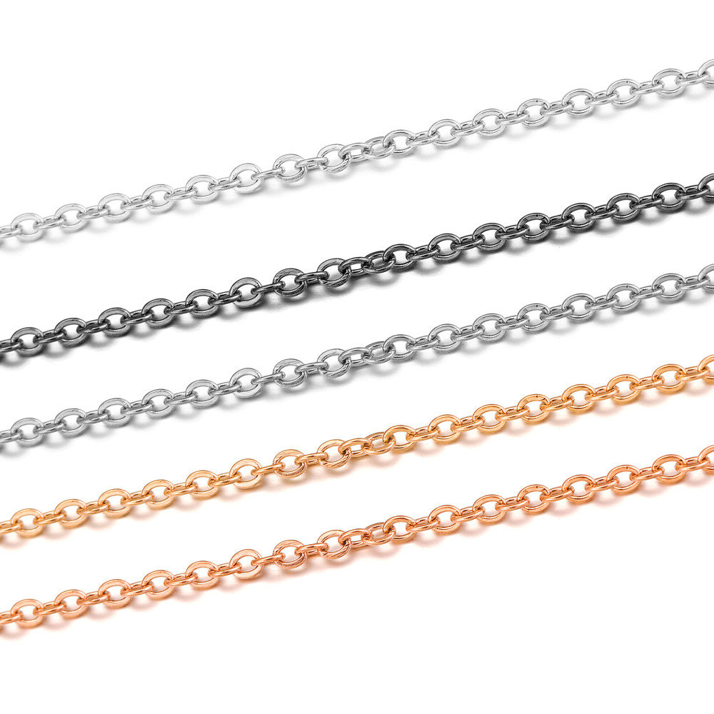 10 m/rol roestvrij staal plat kabel ketting bulk voor zilver rose gouden ketting 1 mm 1,5 mm 2 mm 2,5 mm ketting diy sieraden materialen