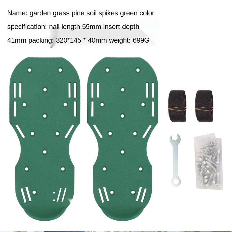 Zapatos con punta de acero para jardín, herramientas de jardinería, calzado para aflojar el césped, plantillas con clavos para trabajo de cemento y pintura de suelo: Green -  nails 59mm