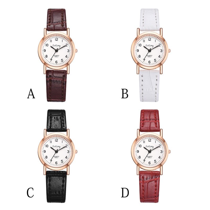Reloj de cuarzo con esfera pequeña para mujer, cronógrafo de pulsera Retro de cuero, con escala de números simples, color marrón, femenino