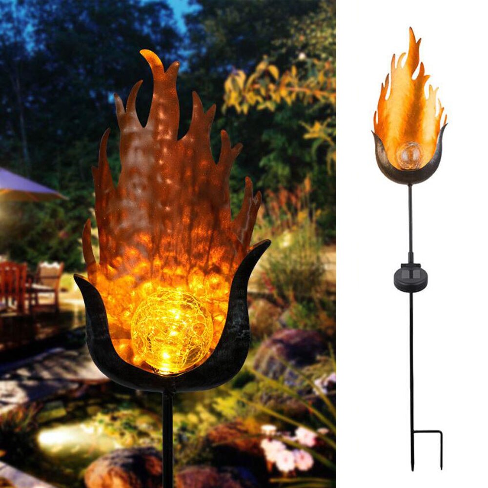 Ledet sol flamme lys metal led haven lys flamme effekt lampe vandtæt udendørs lys landskab lys sol dekorativt lys: Stil 4