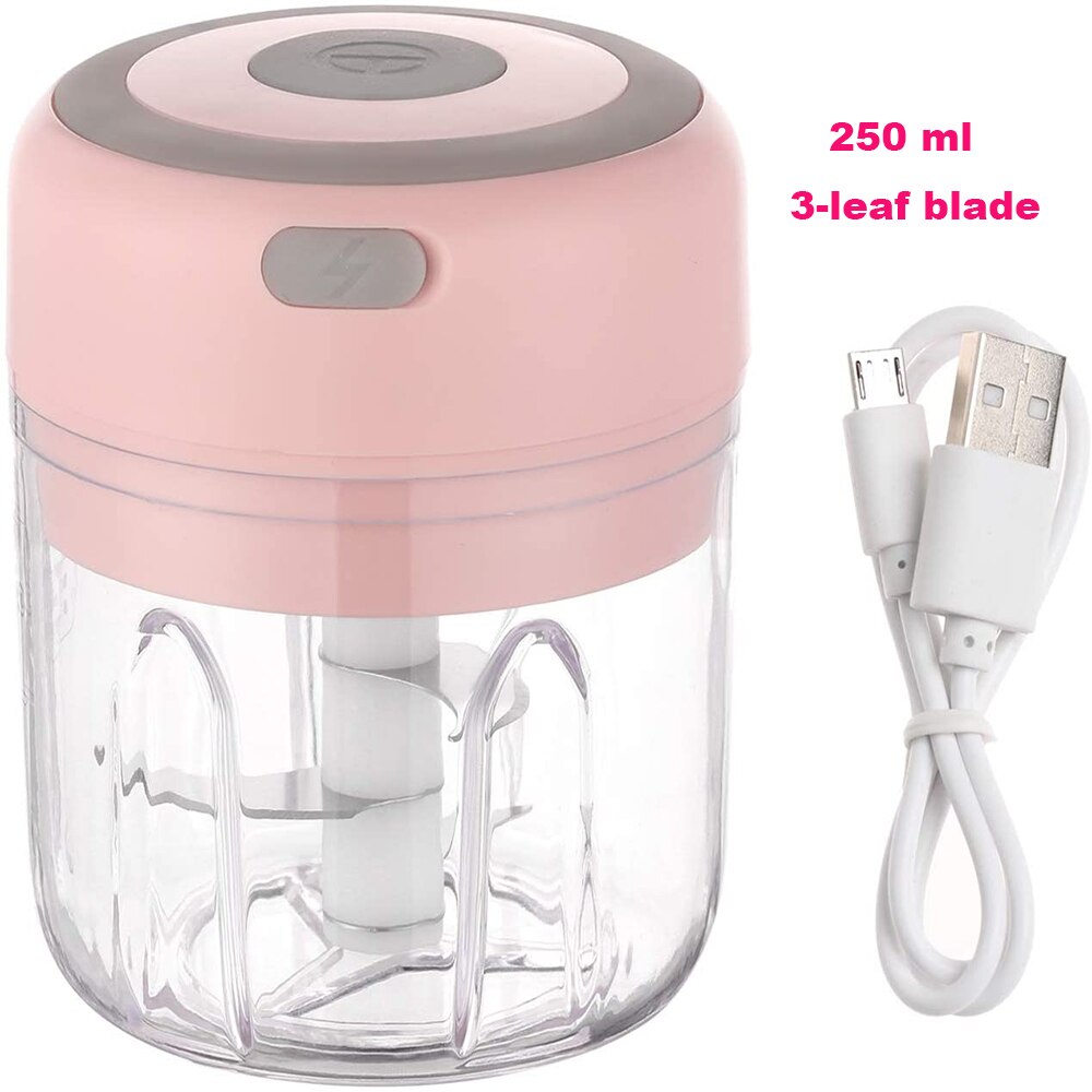Portable Blender Kitchen Tools Blender Mixer Garlic Crusher Food Processor Mincer Food Mixer Chopper Electric Kitchen Mixeurs: pink 250ml