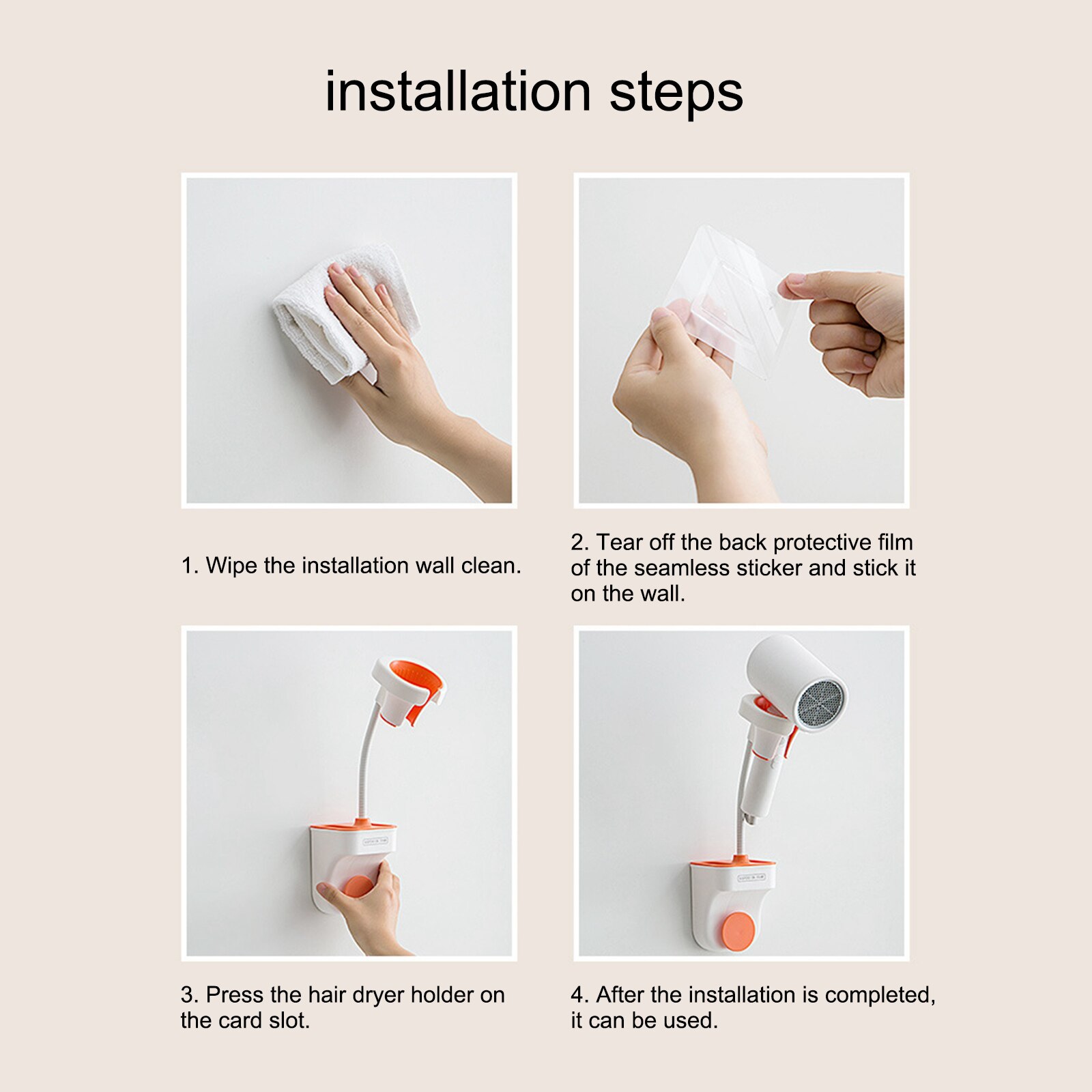 Handsfree Staande Föhn Houder 360 Graden Rotatie Badkamer Planken Opbergrek Universele Voor Haardroger Stand Wall Mount