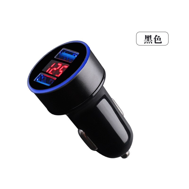 USB Car Charger for Phone 3.1A Dual USB Fast Charge Smart Protection Cigarette Socket with LCD Display Mini Car-Charger Adapter: Black