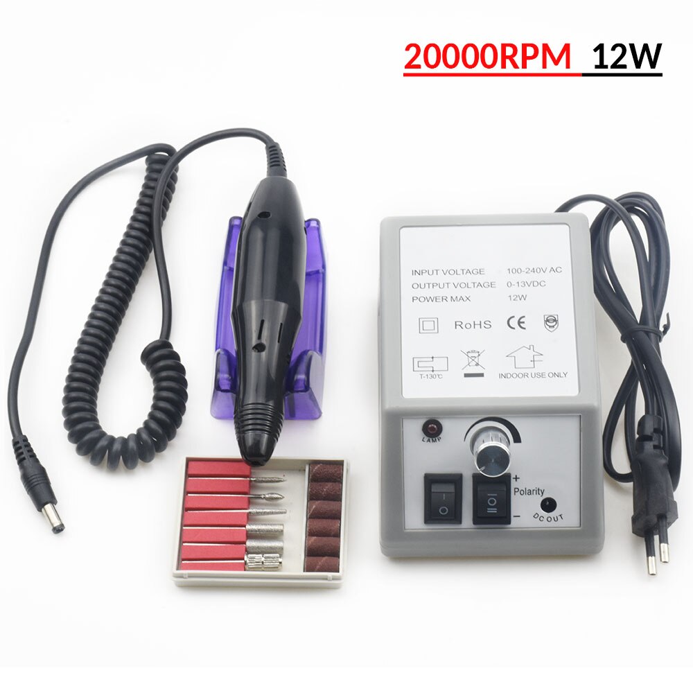 Sähköinen kynsiporakone 35000 rpm ammatti manikyyri pedikyyri kone jyrsin tarvikkeet kynsiviila manikyyri työkalusarja: 2000