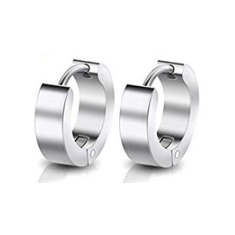 9 Pairs Stainless Steel CZ Stud Earrings Hoop Earrings Gauge Earrings Set for Men Women piercing earrings: 1 Pair Silver-B