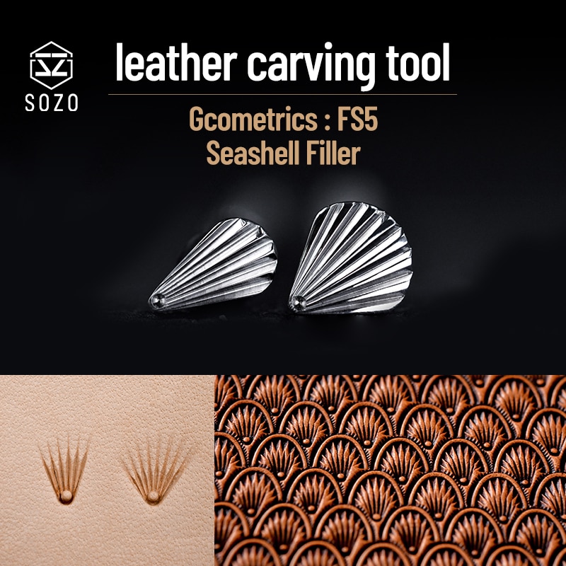 Sozo fs5 espuma escultura ferramenta geometrics seashell filler diy artesanal carimbar-impressão de selos de gravação 304 aço inoxidável