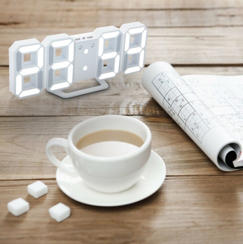 Led digital veggklokke alarm dato temperatur automatisk bakgrunnsbelysning bord skrivebord hjemmeinnredning stativ henge klokker
