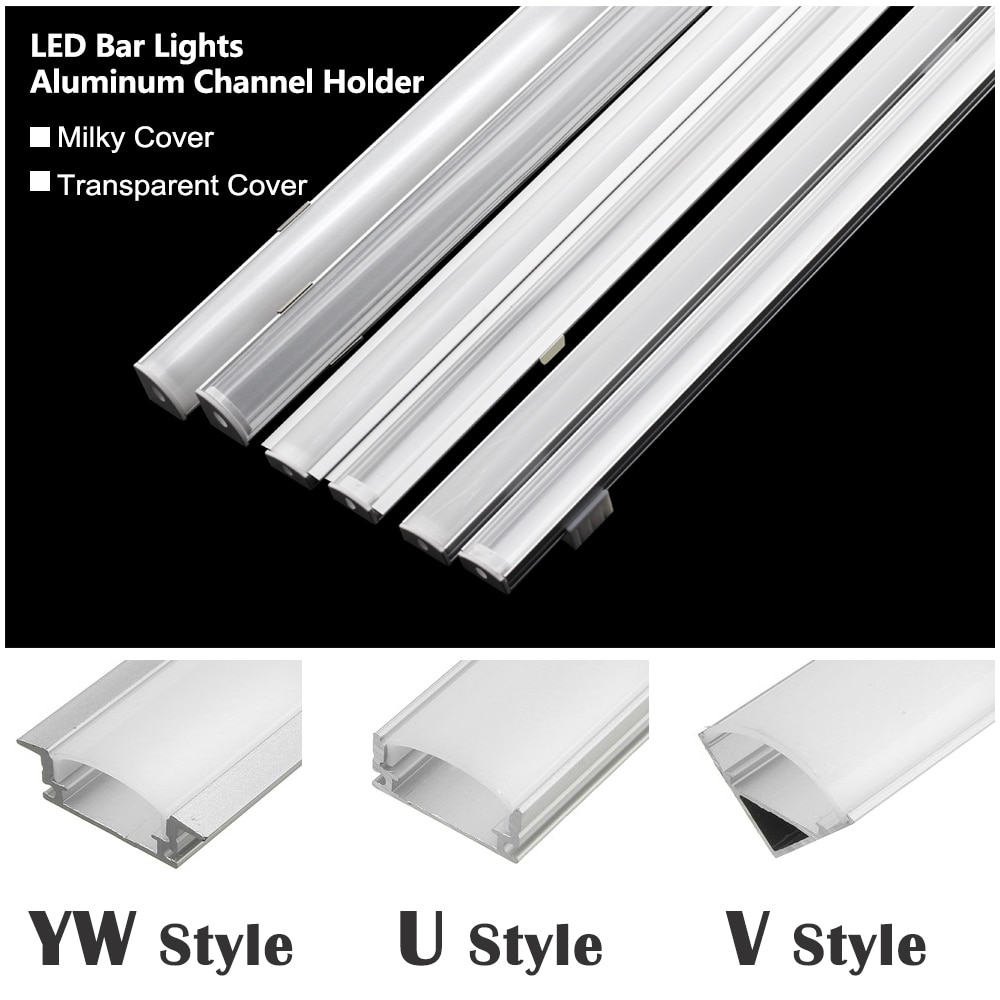 5pcs/lot LED Bar Light Aluminum Shell 50cm U V YW Style Shaped Channel Holder with Milky or Transparent Cover.