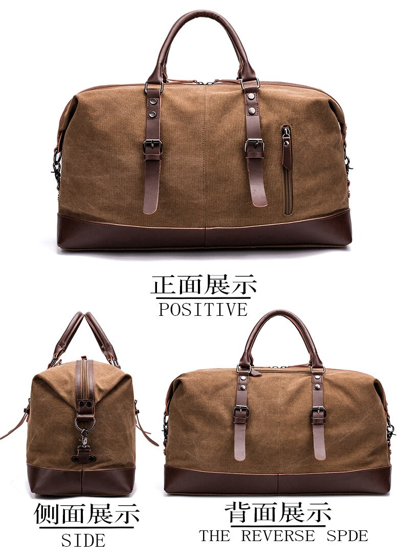 Mannen Casual Draagbare Grote Capaciteit Korte-Afstand Reistas Sporttas Canvas Tas Schouder Messenger tas