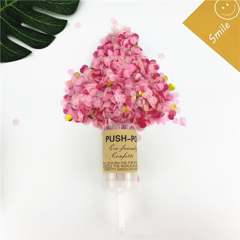 1 stücke Runde drücken-hoch Konfetti Poppers Für Hochzeit Geburtstag Jahrestag Junggeselle Braut Dusche Partei Konfetti Dekorationen: 07 Rosa mischen