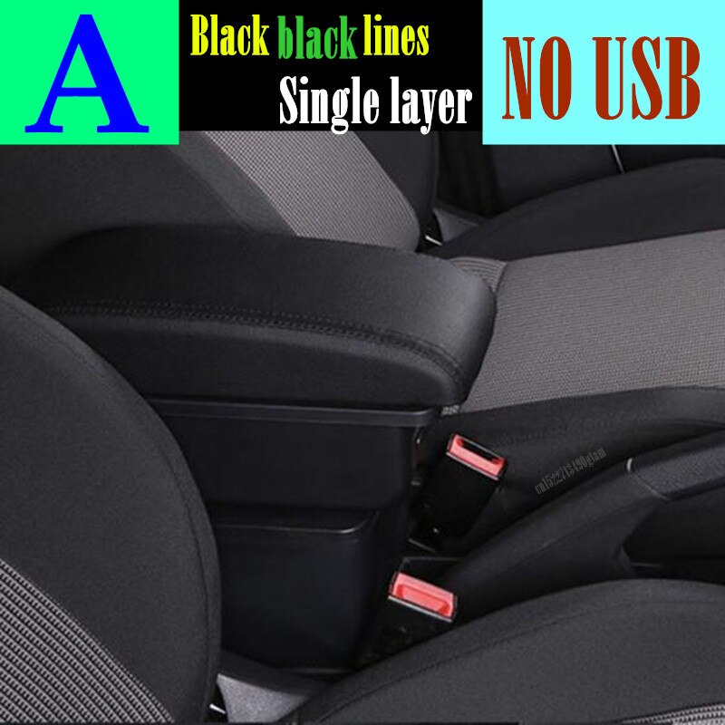 Universal Car Armrest central Universal model armrest box car accessories storage box modification Retrofit parts with USB LED: A black line No USB