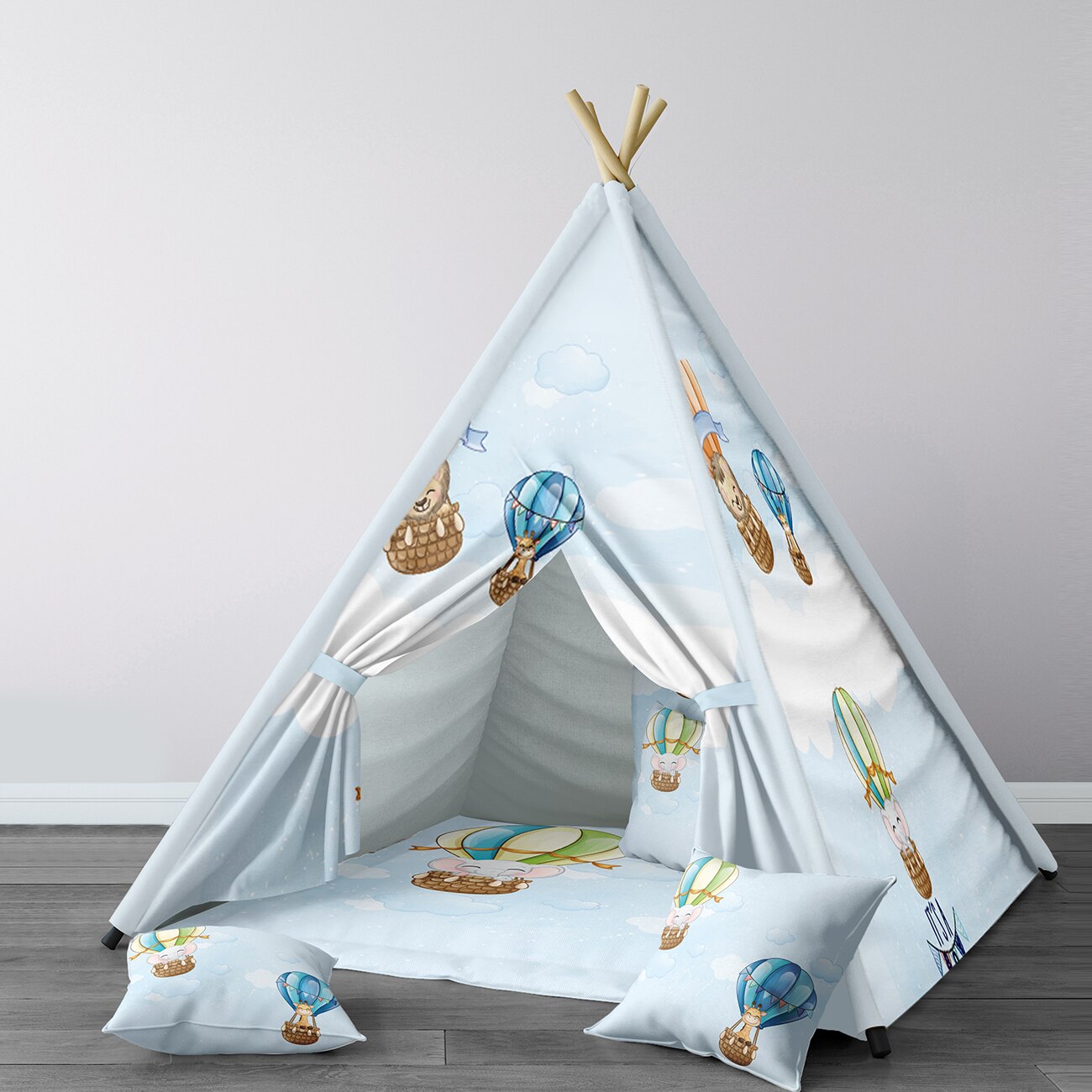 Spelen Tent Voor Kinderen Wigwam Draagbare Indoor Speeltuin Tenten Kinderen Slaapkamers Lichtblauw Dieren Ballon Model 170