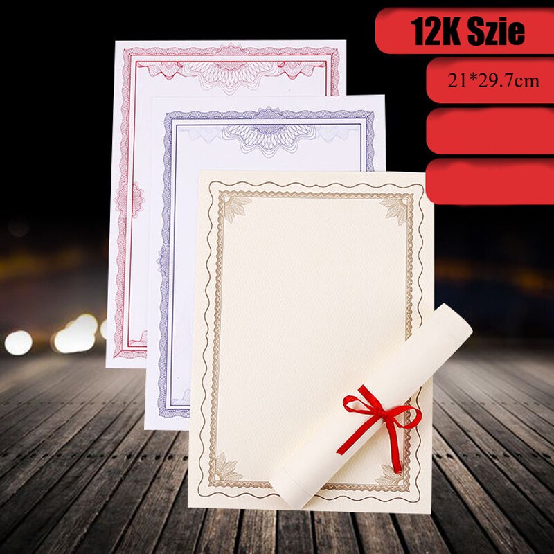 10 Sheets Award Honor Certificate Blank 12K Paper Diploma Certificate Paper for Graduation Ceremony School Office Supplies