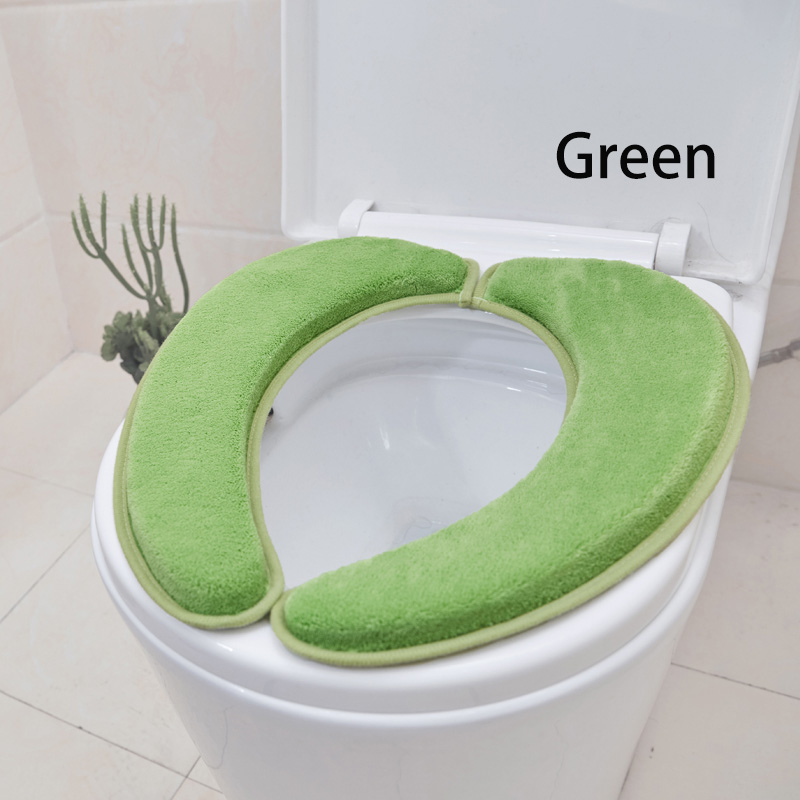 Extra dikke Warme Zachte Toilet Seat Deksel Pad Closestool Protector Badkamer Accessoires Set Sticky Toilet Seat Cover Mat: Green