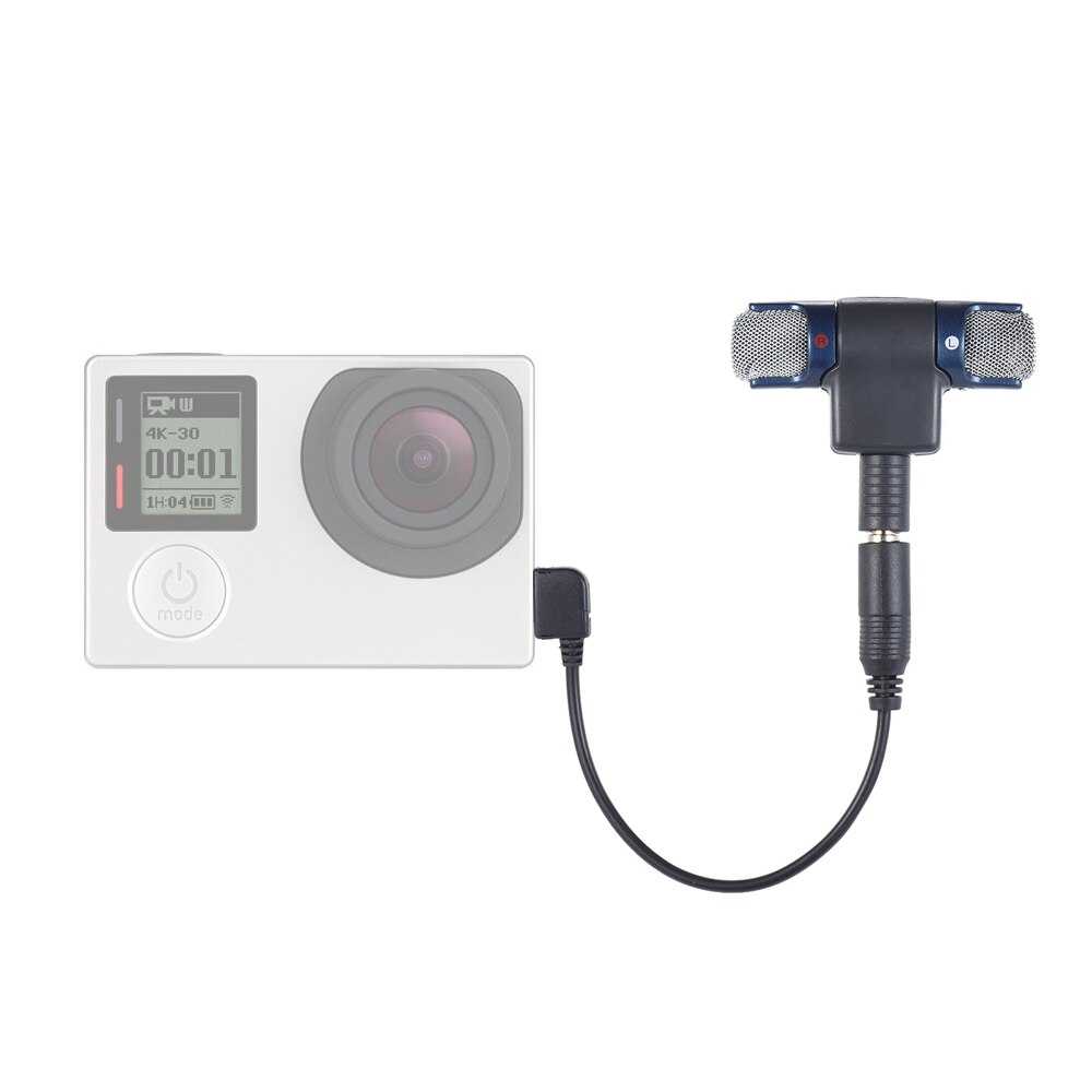 Externe Stereo Mic Mikrofon mit 3,5mm zu Mini USB Mikro Adapter Kabel für GoPro Held 3 3 + 4 für AEE Sport Aktion Kamera