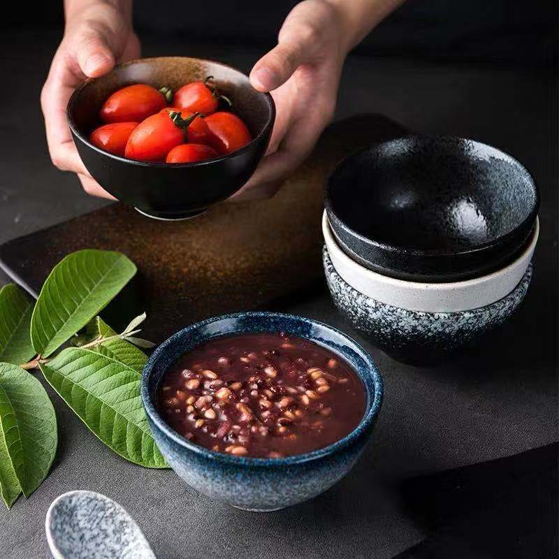 Japonês tigela de cerâmica casa arroz macarrão tigela sopa comer pequenas tigelas talheres conjunto retro criativo comer tigela