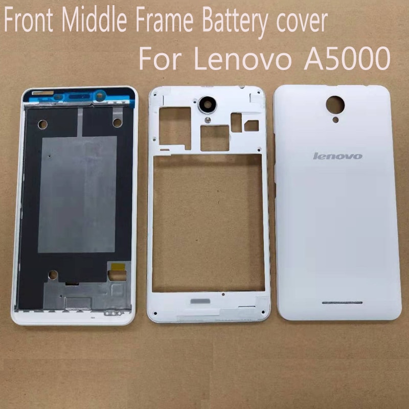 Front Frame Middle Frame Battery Door Back Cover For Lenovo A5000 Housing Without Power Volume Buttons Replacement Repair Part
