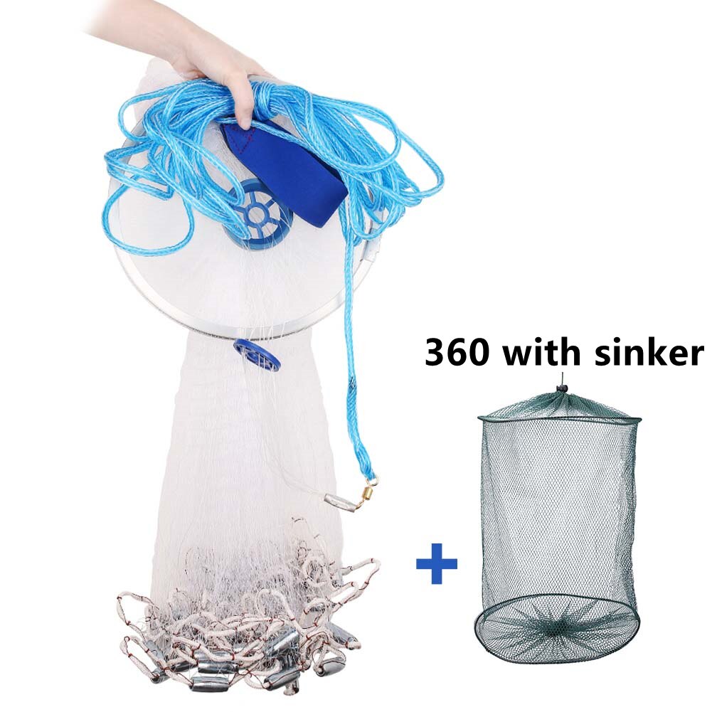Rete da pesca rete da lancio in stile USA con platina e con catena sport rete da pesca a mano rete da pesca a rete piccola rete da pesca: C2 360 con sinker