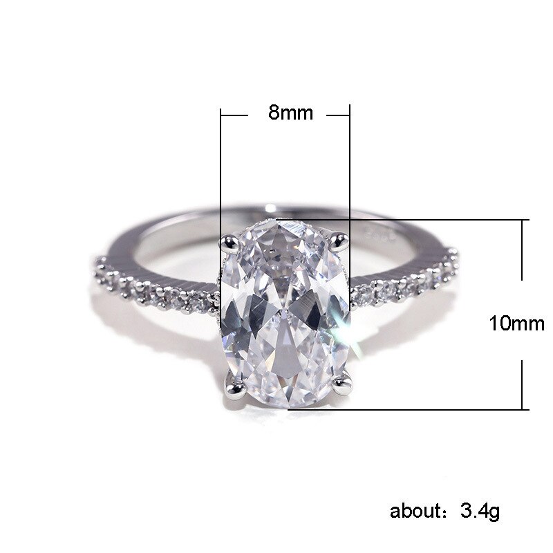 Persoonlijkheid Ovale Grote Zirkoon Geplatineerd Ring Wedding Engagement Sieraden Voor Vrouwen Verjaardag