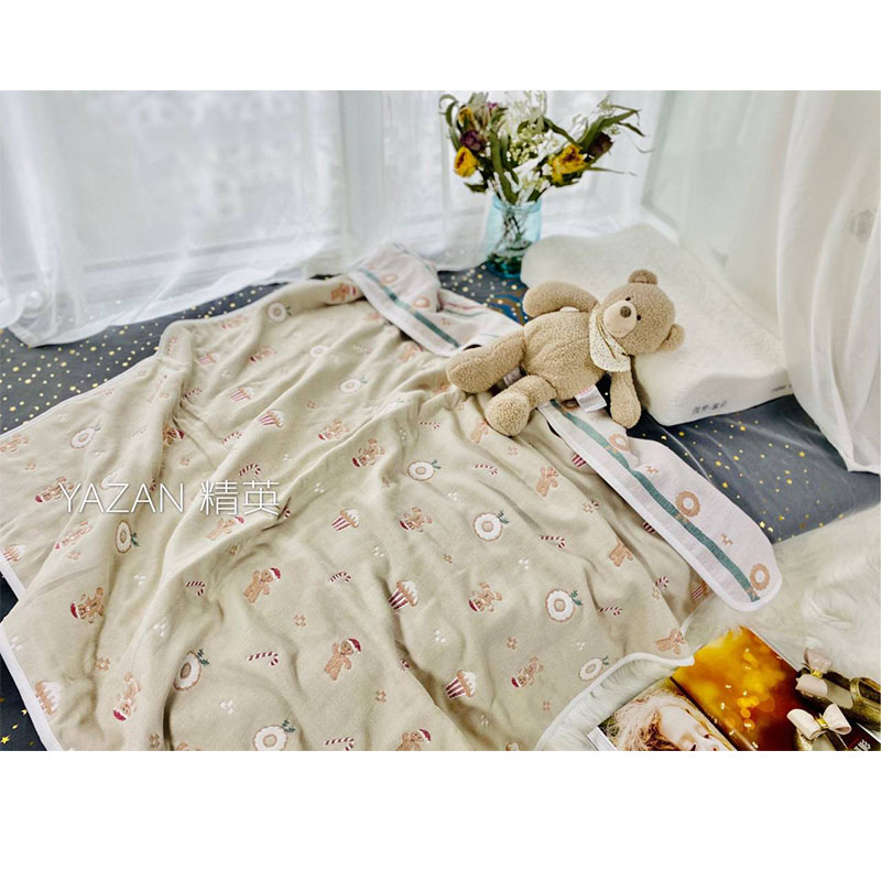 Yazan 110*105cm produkt 6 lags bomuldsgarn blødt åndbart klasse a stof babytæppe krybbebadehåndklæde: Santa hat
