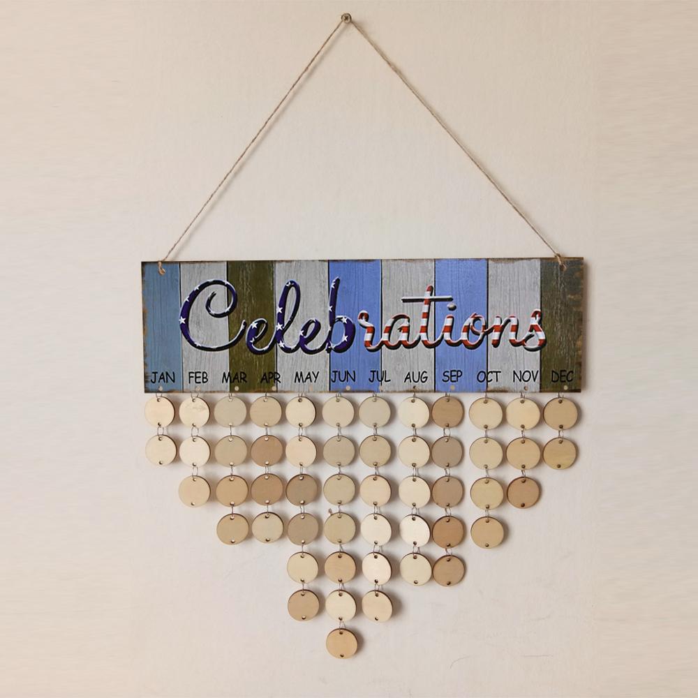 Celebration Reminder Calendar Birthday Wedding Event Rustic Wooden Board Craft DIY Wall Hanging Sign Home Party Decoration