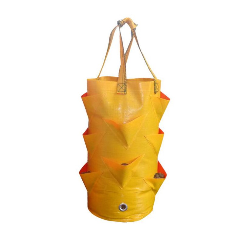 Bolsa de contenedor para cultivo de fresas, maceta gruesa para jardinería de verduras, maceta de cultivo artesanal, telas de PE, herramienta de jardín, 3 galones: Yellow