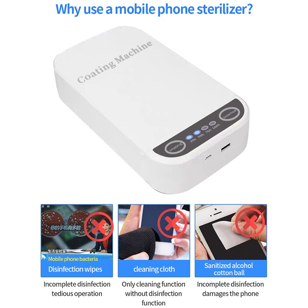 Portable UV Sterilizer Box Automatic Smartphone UV Sanitizer USB Ultraviolet Disinfection Lamp Ultraviolet Germicidal Lamp