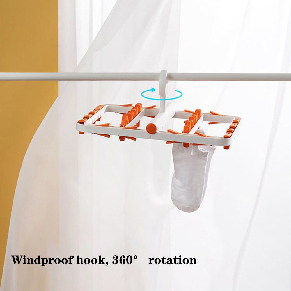 Crochet de cintre à clips multiples, rotation automatique, pour vêtements et chaussettes, crochet multifonction, pliable