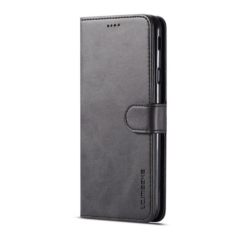 Voor samsung  j4 plus hoesje leren vintage telefoonhoesje op samsung galaxy  j4 hoesje flip portemonnee hoesje voor hoesje samsung  j4+  cover: Samsung  j4 2018 / Zwart