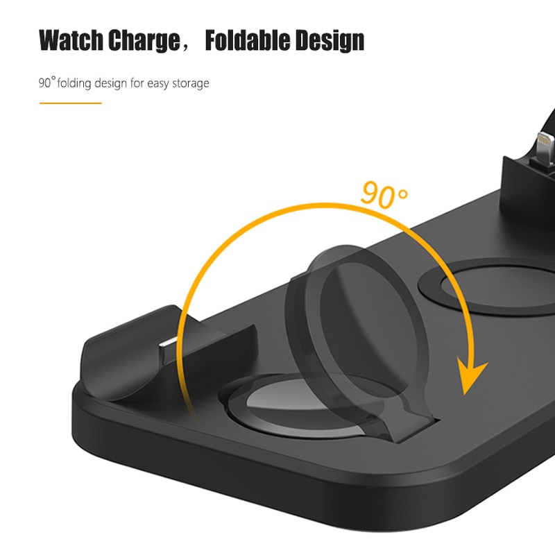 6 in 1 Wireless Charger Stand Mobile Phone Quick Charge Dock Micro USB Type-C for iPhone iWatch 5 4 3 Airpods Wireless Charging