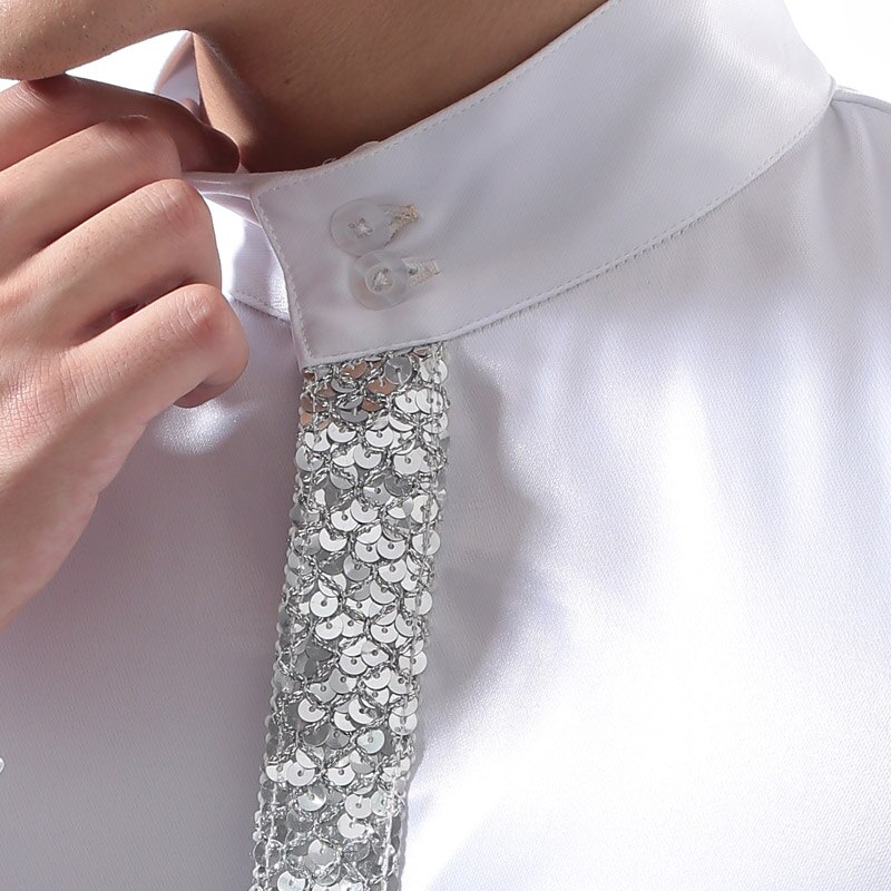 Tops de manga larga con lentejuelas para hombre, para discoteca, Bar, Jazz, baile latino, camisa blanca para hombre, trajes de escenario para cantantes DNV10069